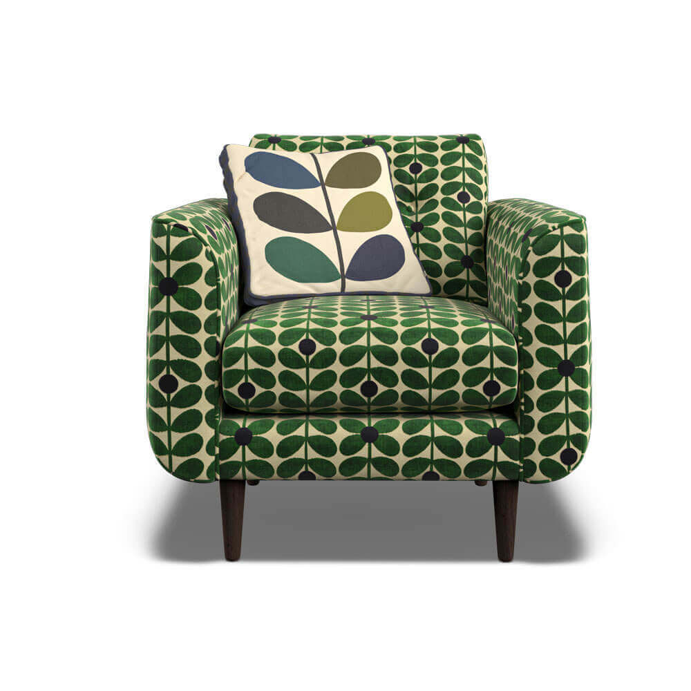 Green sales patterned armchair